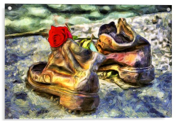 Shoes On The Danube Van Gogh Acrylic by David Pyatt