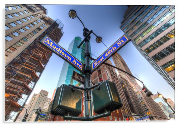 New York Street Sign Acrylic by David Pyatt