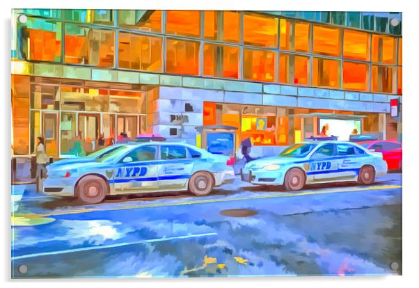 NYPD Cars Pop Art Acrylic by David Pyatt