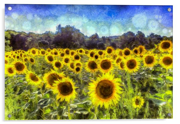 Sunflowers Van Goth Acrylic by David Pyatt