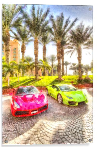 Dubai Super Cars Art Acrylic by David Pyatt