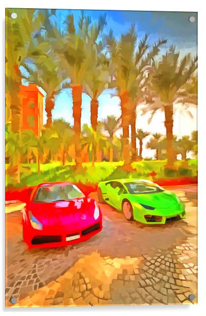 Dubai Super Cars Pop Art Acrylic by David Pyatt