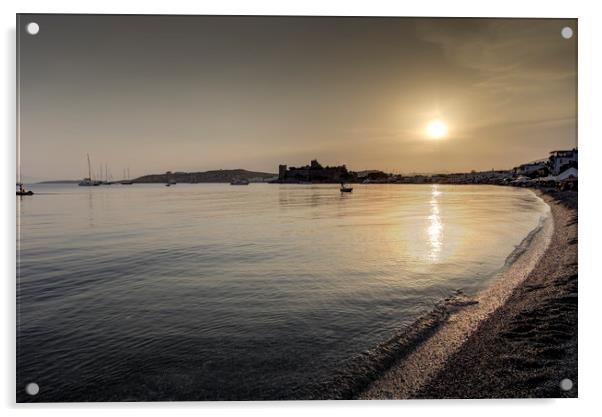 Bodrum Bay Sunset Acrylic by David Pyatt