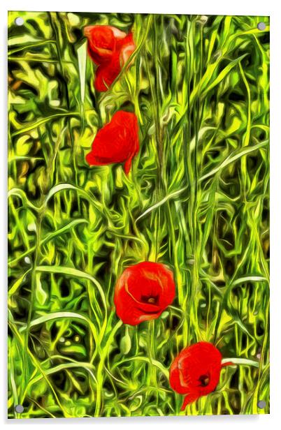 Poppys Van Gogh Art Acrylic by David Pyatt