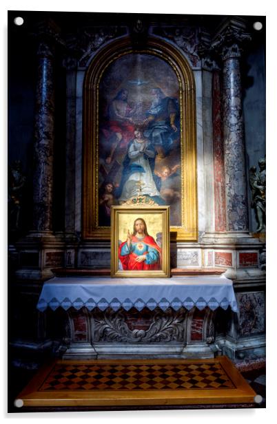 Sacred Heart Of Jesus Acrylic by David Pyatt