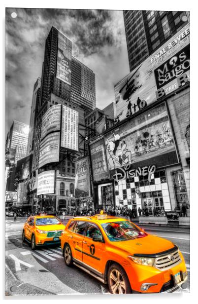 New York Yellow Cab Acrylic by David Pyatt