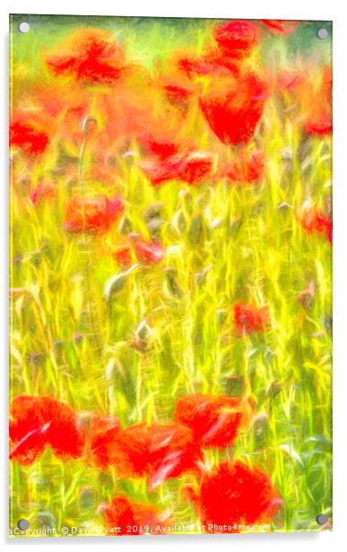 Monet Poppy Meadow Acrylic by David Pyatt