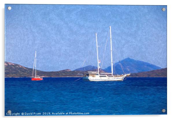 Aegean Sea Ships Art Acrylic by David Pyatt