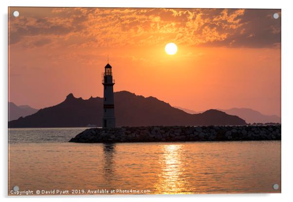 Lighthouse Sunset Acrylic by David Pyatt
