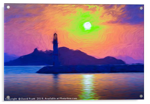 Bodrum Lighthouse Impressionism  Acrylic by David Pyatt