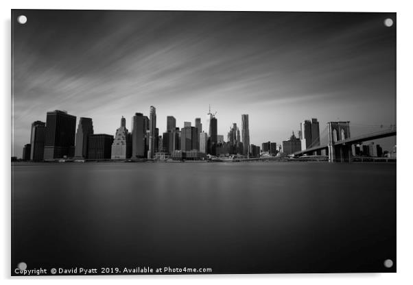 Manhattan Skyline Monochrome Acrylic by David Pyatt