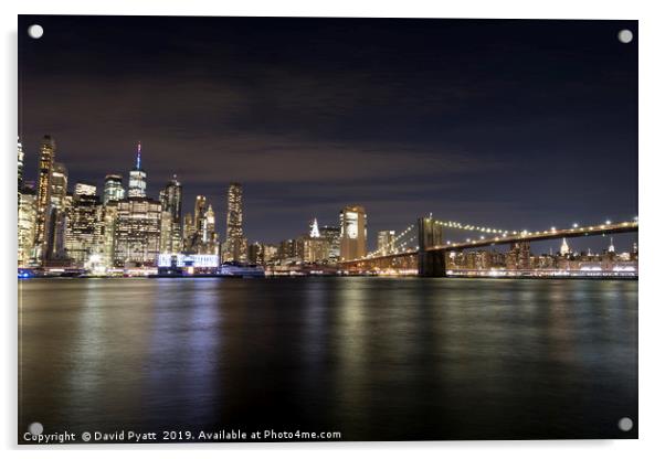 New York At Night Acrylic by David Pyatt