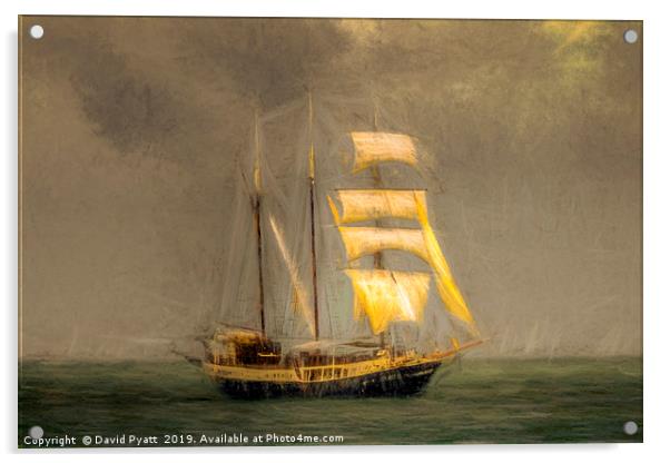 Sailing Ship In A Storm Acrylic by David Pyatt