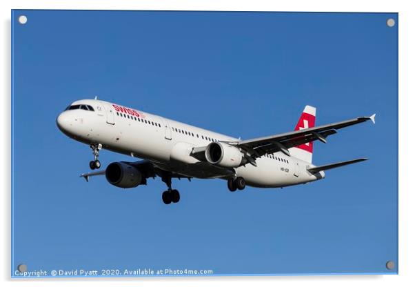 Swiss Airlines Airbus A321 Acrylic by David Pyatt