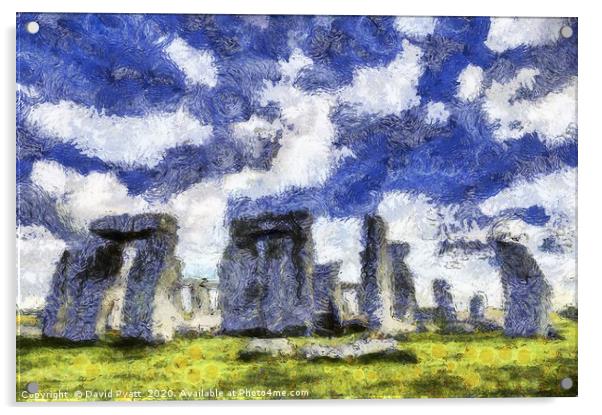 Stonehenge Starry Night Acrylic by David Pyatt