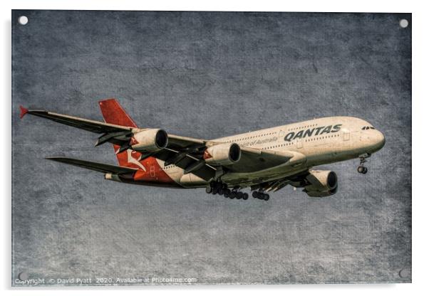 Qantas Airbus A380 Metal Acrylic by David Pyatt