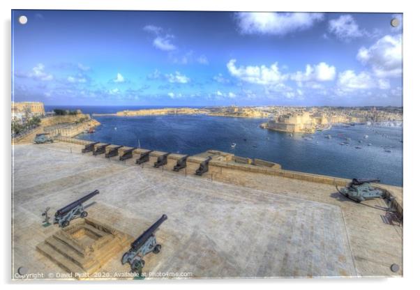 Cannons Valletta Harbour  Acrylic by David Pyatt