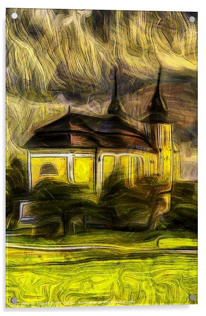 Alps Church Van Gogh Acrylic by David Pyatt