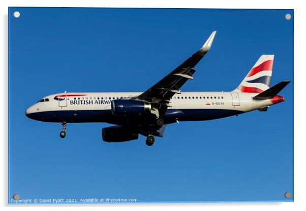 British Airways Airbus A320-232 Acrylic by David Pyatt