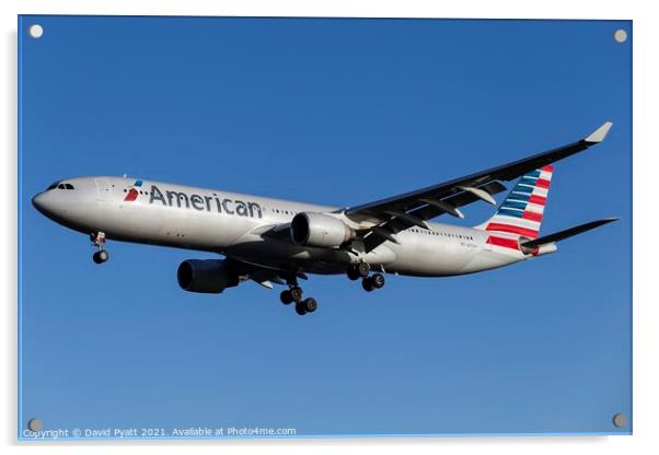 American Airlines Airbus A330-323                           Acrylic by David Pyatt