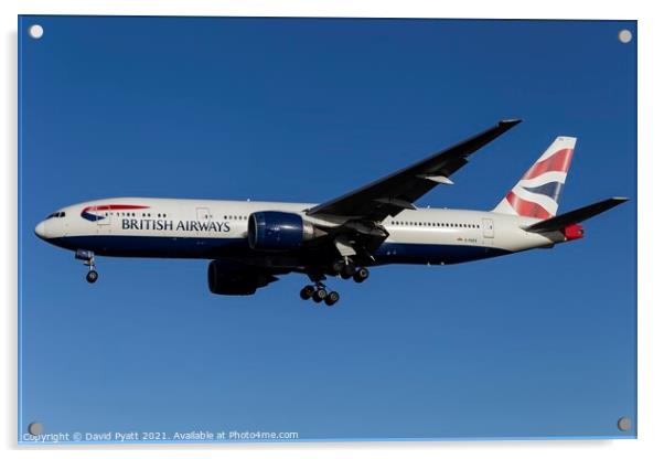 British Airways Boeing 777-236         Acrylic by David Pyatt