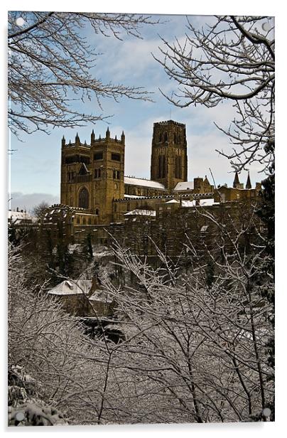Durham Cathedral in snow Acrylic by eric carpenter