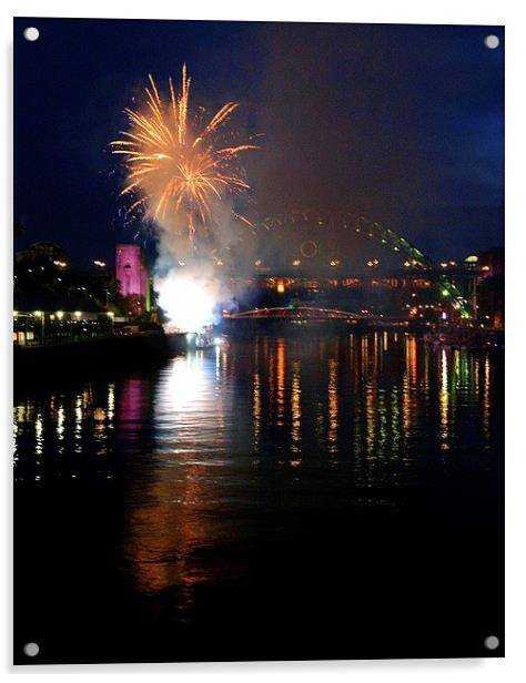 firework  tyne olympics Acrylic by eric carpenter