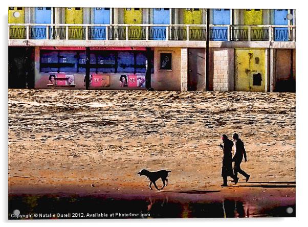 Footprints & Beach Huts Acrylic by Natalie Durell