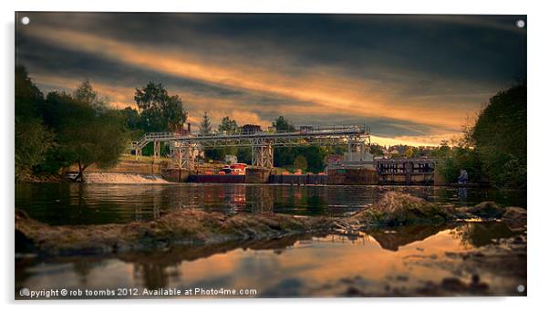 SUNSET AT EAST FARLEIGH WEIR Acrylic by Rob Toombs