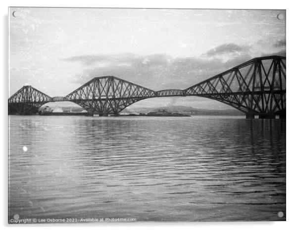 Forth Bridge Vintage Monochrome Acrylic by Lee Osborne