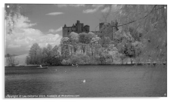 Linlithgow Loch, Palace and Church - Infrared Acrylic by Lee Osborne