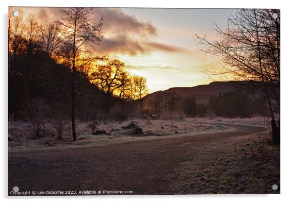 Winter Sunset, Perthshire Acrylic by Lee Osborne