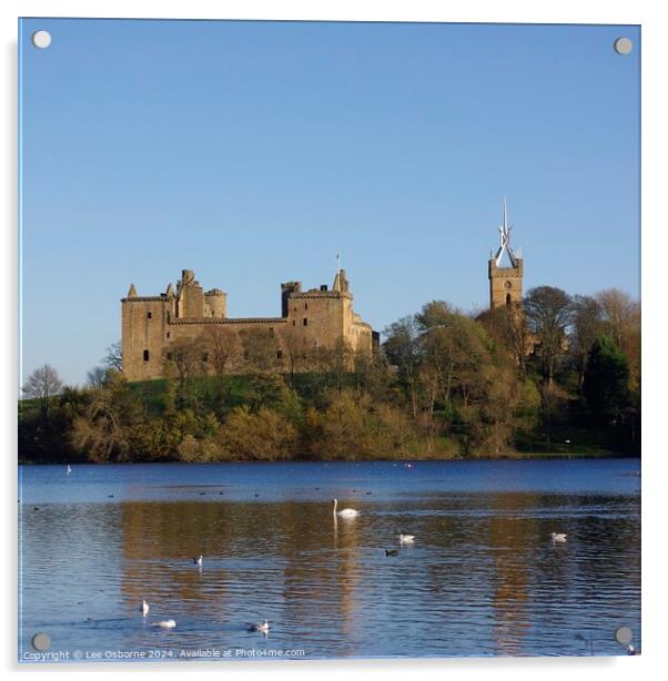 Linlithgow Loch, Palace and Church Acrylic by Lee Osborne