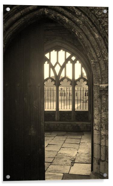 Chichester Cathedral Doorway Acrylic by Lee Osborne