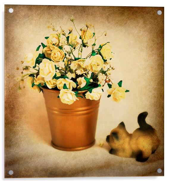  flower bucket Acrylic by sue davies