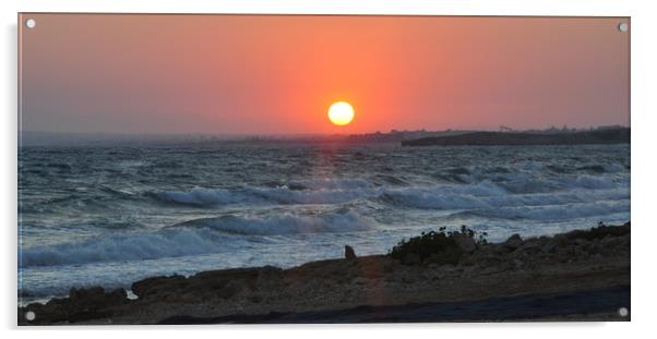 cyprus sunset Acrylic by sue davies