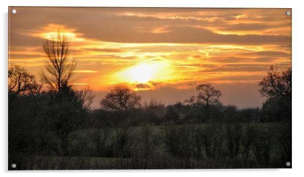 sunset over cheshire Acrylic by sue davies