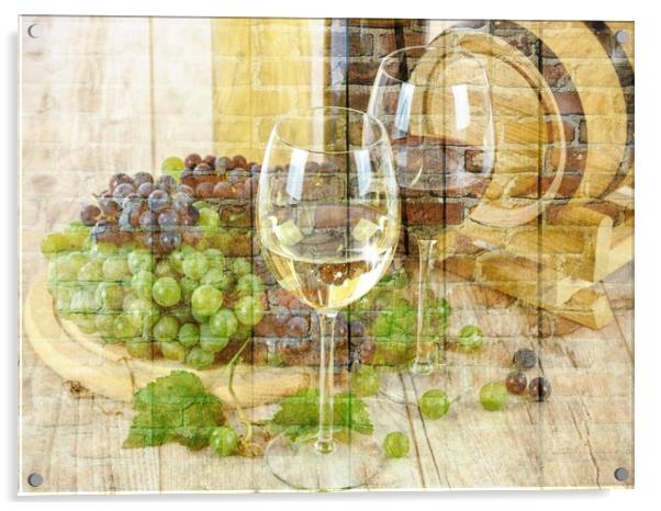 grapes and win Acrylic by sue davies