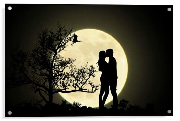 moonlight kiss Acrylic by sue davies