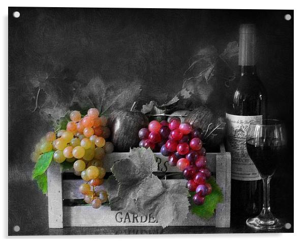wine and fruit Acrylic by sue davies