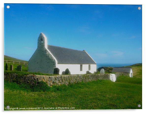 NA White church by the sea Acrylic by james richmond