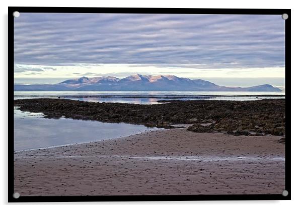 Morning glow over Arran Acrylic by jane dickie