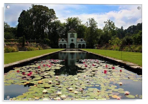Serene Lily Pond at Bodnant Gardens Acrylic by Graham Parry