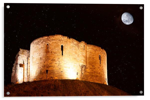 Moonlit Cliffords Tower at Midnight Acrylic by Graham Parry