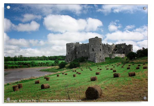 Carew Castle's Autumnal Serenity Acrylic by Graham Parry