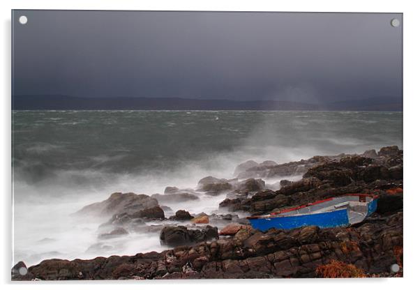 Boat in a storm Acrylic by Jill Bain