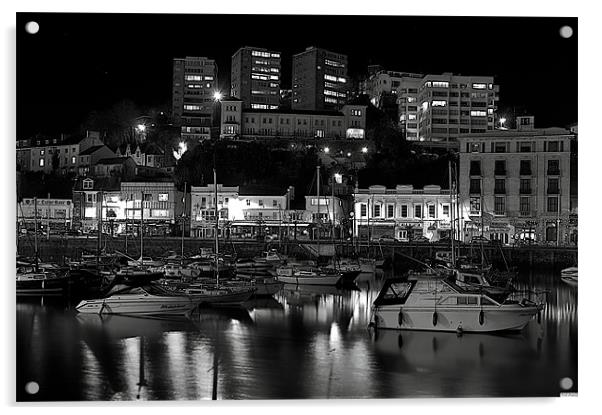 Torquay Harbour In Black & White Acrylic by Paul Mirfin