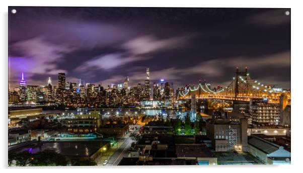 Manhattan Skyline at Night Acrylic by Paul Mirfin