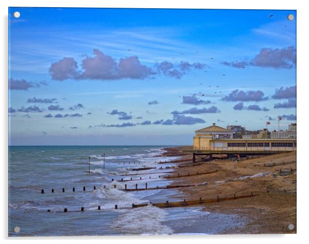 Worthing Clouds Sussex Acrylic by Clive Eariss