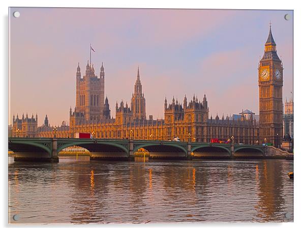 London Big Ben Dawn Acrylic by Clive Eariss